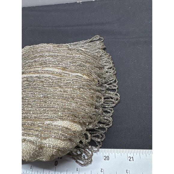 Vintage Walborg Flapper Silver Gray Beaded Evening Bag With Fringe & Strap - Picture 6 of 13